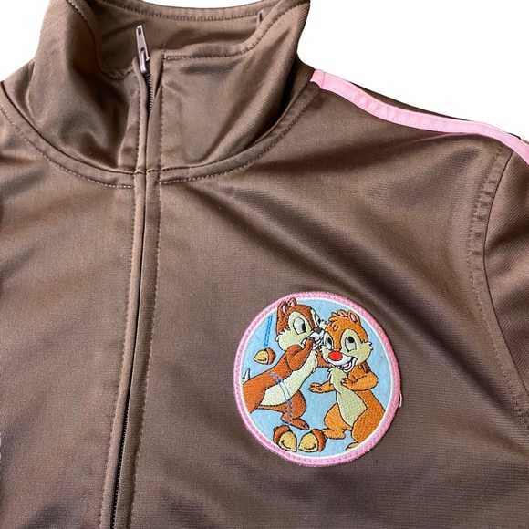 Youth Disney Size Large Track Jacket Brown Chip & Dale Kids Unisex Brown vintage - Picture 9 of 10